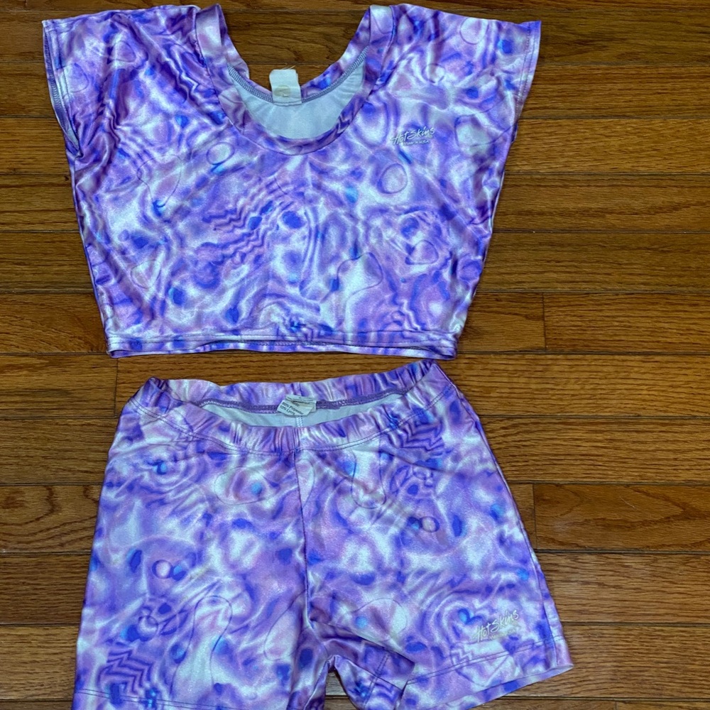 Hot Skins purple workout shorts with top. Size small. - Picture 2 of 8